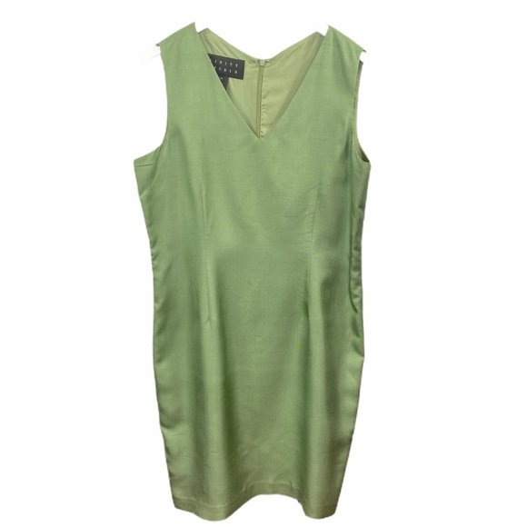 Finity Dresses & Skirts - Finity Studio Silk Green Sleeveless Sheath Dress